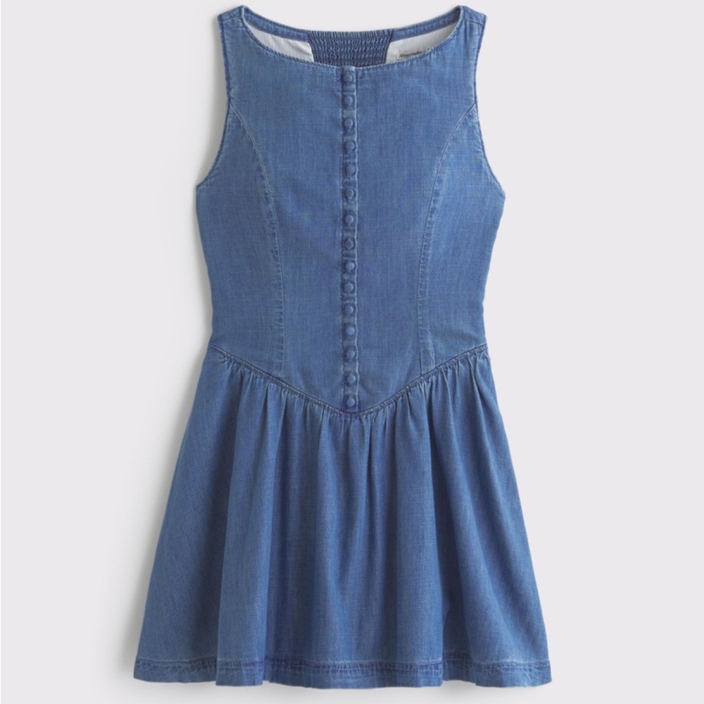 Abercrombie and Fitch Women's
Denim High-Neck Button-Through Mini Dress